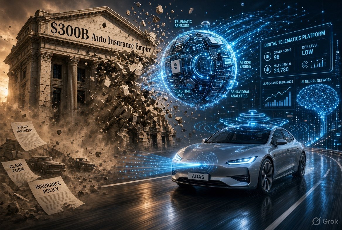 The $300B Car Insurance Empire Is About to Collapse—And Self-Driving Tech Is the Wrecking Ball